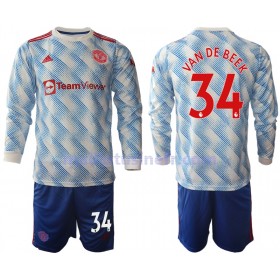 Maillot de Foot Manchester United Donny Van De Beek 34 Extérieur 2021-22 Manches Longues - Enfant